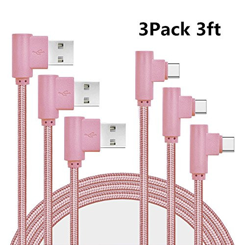 Type C Cable, Asstar 3Pcs 3ft Right Angle 90 Degree Nylon Braided Cord USB Type A to C Charger for Samsung Galaxy S8/S8+, Google Pixel XL, LG G5/G6/V20, ZTE Zmax Pro Z981, HTC 10, Nexus 6P 5X Type C Cable, Asstar 3Pcs 3ft Right Angle 90 Degree Nylon Braided Cord USB Type A to C Charger for Samsung Galaxy S8/S8+, Google Pixel XL, LG G5/G6/V20, ZTE Zmax Pro Z981, HTC 10, Nexus 6P 5X