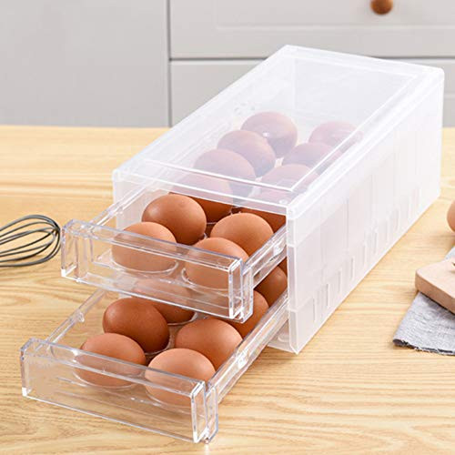 24 Grid Drawer Type Egg Holder Egg Storage Box for Refrigerator Egg Tray Egg Storage Container Plastic Egg Case for 24 Eggs