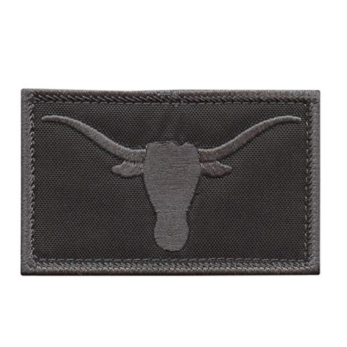 LEGEEON Texas Longhorn Blackout Subdued Lone Star USA Army Tactical Morale Hook and Loop Cap Patch