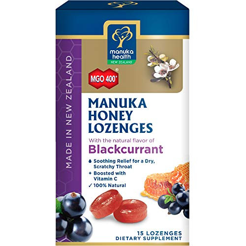 Manuka Health, MGO 400plus Manuka Honey Lozenges with Blackcurrant, 15 lozenges, 2.66 oz