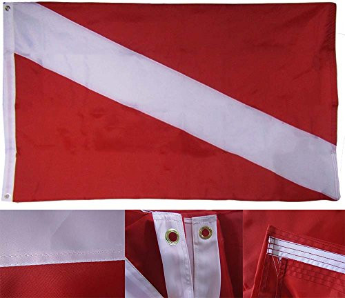 AES 3x5 Embroidered Diver Down Nautical Boating Single Sided 220D Nylon Flag 3'x5' Fade Resistant Double Stitched Premium Penant House Banner Grommets AES 3x5 Embroidered Diver Down Nautical Boating Single Sided 220D Nylon Flag 3'x5' Fade Resistant Double Stitched Premium Penant House Banner Grommets
