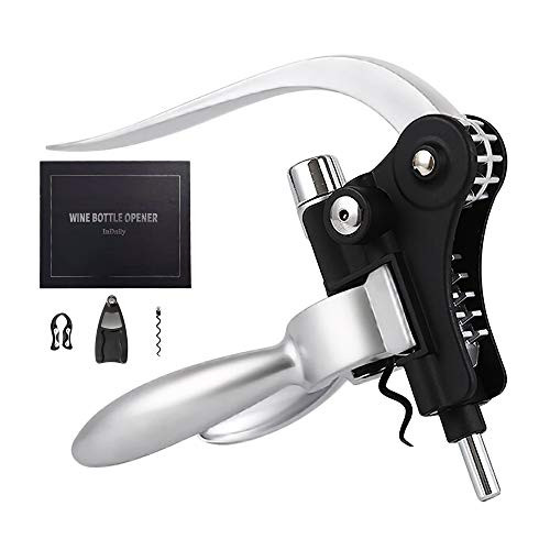 4 Pcs Corkscrew Wine Opener Set for Wine Bottles, Screwpull Levers with Foil Cutter, Extra Screw, Opener Stand