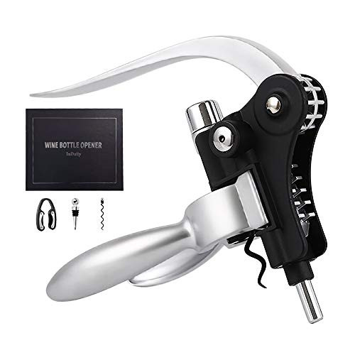 4 Pcs Corkscrew Wine Opener Set for Wine Bottles, Screwpull Levers with Foil Cutter, Extra Screw, Bottle Stopper