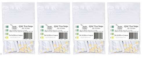 QAC Test Strips, 4 x 100 Strips, Restaurant Quaternary Ammonium Sanitizer Test Strips, 0-400 ppm, Multi Quat Strips for Food Service, Quaternary Sanitizer Test Strips, 4 x Packets of 100 Strips Each QAC Test Strips, 4 x 100 Strips, Restaurant Quaternary Ammonium Sanitizer Test Strips, 0-400 ppm, Multi Quat Strips for Food Service, Quaternary Sanitizer Test Strips, 4 x Packets of 100 Strips Each