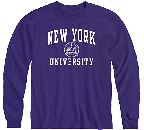 Ivysport NYU New York University Violets Long Sleeve Adult Unisex T-Shirt, Heritage, Violet, Medium