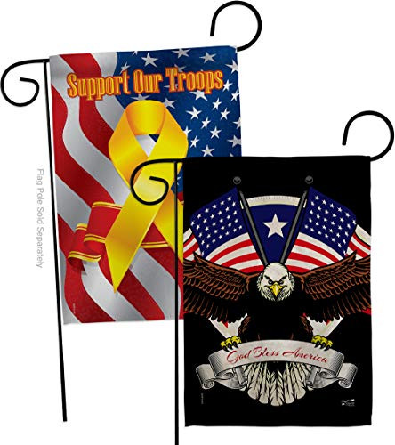 Angeleno Heritage Star and Stripes God Bless America Garden Flags Pack Patriotic Patriotism Independence Memorial United State American Support Our Troops Small Gift Yard House Banner 13 X 18.5