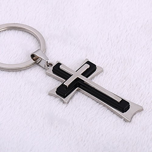 Jzcky Shzrp Elegant Cross Key Ring Key Pendant Keychain (Silver and Black Cross) Jzcky Shzrp Elegant Cross Key Ring Key Pendant Keychain (Silver and Black Cross)