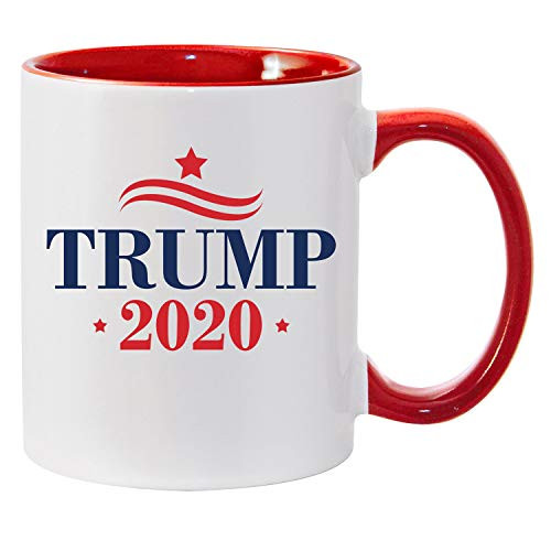 Shop4Ever Trump 2020 Stars Red Handle Ceramic Coffee Mug Tea Cup Donald Trump Mug