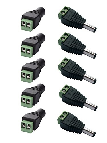 Ksmile® 5 x Male + 5 x Female 2.1x5.5mm DC Power Cable Jack Adapter Connector Plug Led Strip CCTV Camera Use 12V
