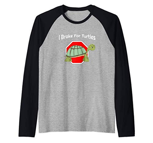 Cute I Brake For Turtles Stop Sign Design Raglan Baseball Tee