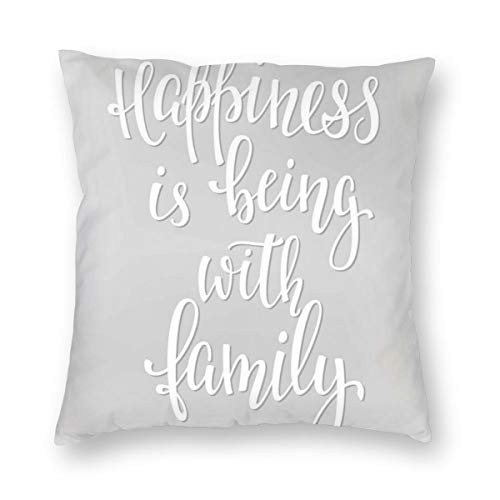 niBBuns Pillow Covers Positive Family Themed Message Happiness Hand Writing Calligraphy Inspiration Decorative Throw Pillow Case Cushion Cover Home Décor Sofa Decorative Pillow 18 x 18 inch