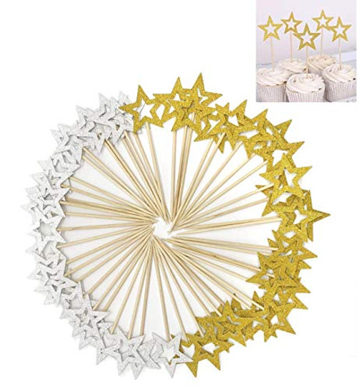 50 Pcs Star Cupcake Toppers,Star Cupcake Toppers Twinkle Little Star Decorations Birthday Cupcake Toppers Glitter Star Cake Decorations for Party Birthday Wedding Ceremony (50 PCS Gold & Silver Star) 50 Pcs Star Cupcake Toppers,Star Cupcake Toppers Twinkle Little Star Decorations Birthday Cupcake Toppers Glitter Star Cake Decorations for Party Birthday Wedding Ceremony (50 PCS Gold & Silver Star)