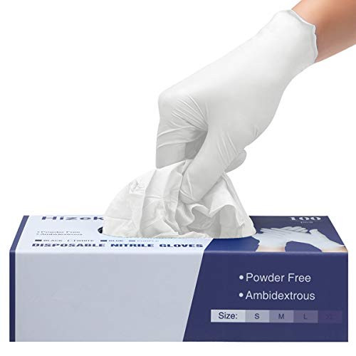 Nitrile Gloves,100 Pcs Disposable Gloves,4 mil,Latex Free,Powder Free,Nitrile Exam Gloves,Textured Extra Strong Cleaning Gloves for Family Use,White M Nitrile Gloves,100 Pcs Disposable Gloves,4 mil,Latex Free,Powder Free,Nitrile Exam Gloves,Textured Extra Strong Cleaning Gloves for Family Use,White M