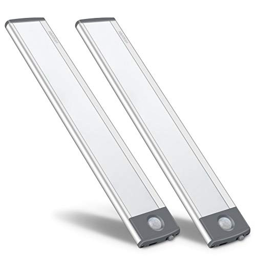 Motion Sensor Cabinet Light, 30-LED Under Counter Closet Lighting,Wireless USB Rechargeable Kitchen Night Lights,Battery Powered Operated Light,Uniform Light for Wardrobe,Closets,Cupboard(2 Pack)