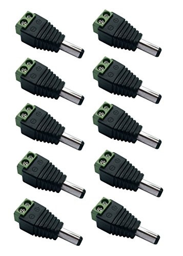 Ksmile® 10 x Male 2.1x5.5mm DC Power Cable Jack Adapter Connector Plug Led Strip CCTV Camera Use 12V (10 Male Adapter)