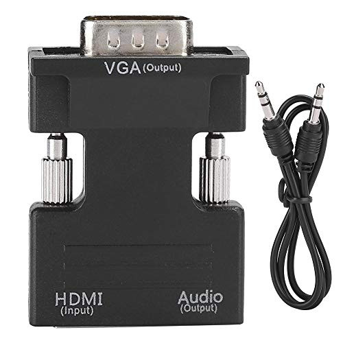 HDMI to VGA Audio Adapter,1080P HDMI to VGA Audio Video Converter Adapter with 3.5mm Cable,Portable Digital-to-Analog Converter with Audio Output,for PC Laptop TV(Black)