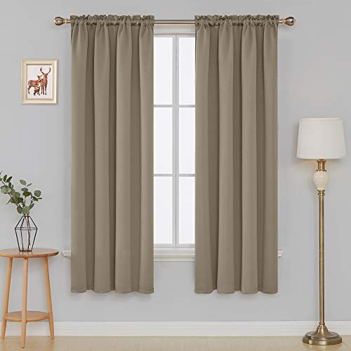 Deconovo Rod Pocket Blackout Curtains Thermal Insulated Room Darkening Window Treatment Set for Nursery 42W x 72L Inch Khaki 2 Panels
