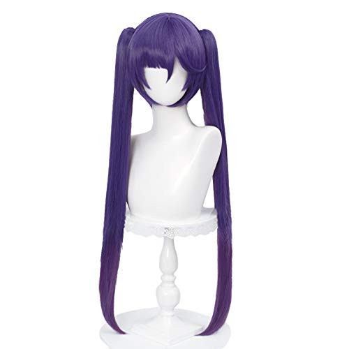 SL Purple Cosplay Wig for Mona Genshin Impact Anime Lavender Straight Hair Wigs with Separated Pigtails plus Cap SL Purple Cosplay Wig for Mona Genshin Impact Anime Lavender Straight Hair Wigs with Separated Pigtails plus Cap
