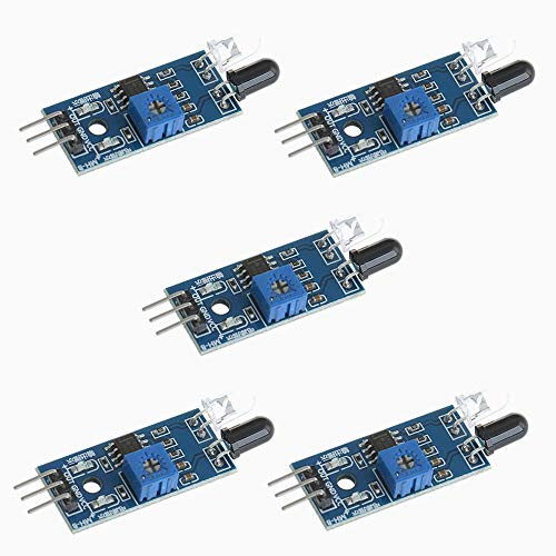 Anmbest 5PCS 3.3V 5V IR Infrared Obstacle Avoidance Sensor Module Photoelectric Reflection Sensor Detects Distance 2-30cm for Arduino Smart Car Robot