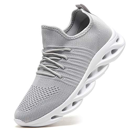 Baivilin Womens Walking Tennis Shoes Slip On Sneakers Lightweight Casual Athletic Running Shoes (Light Grey,US6)