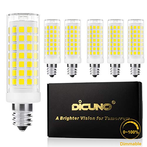 DiCUNO Dimmable E12 LED Bulb 4W (40W Halogen Equivalent), 430LM Daylight White 5000K Ceramic 120V Candelabra Base Light Bulb for Ceiling Fan, Chandelier, Home Lighting (6-Pack)