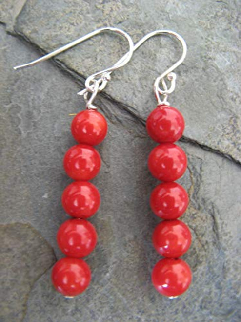 Red Sea Coral Sterling Silver Earrings Boho Artisan Jewelry Red Sea Coral Sterling Silver Earrings Boho Artisan Jewelry