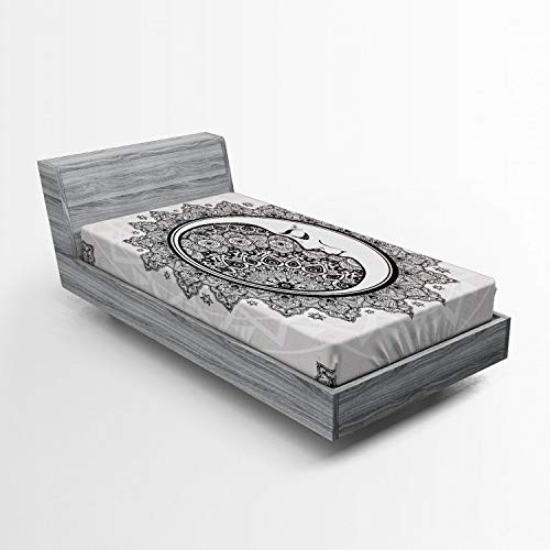 Ambesonne Mystic Fitted Sheet, Ornate Crescent Moon with Stars and Mandala Eastern Graphic, Soft Decorative Fabric Bedding All-Round Elastic Pocket, Twin Size, White Beige Ambesonne Mystic Fitted Sheet, Ornate Crescent Moon with Stars and Mandala Eastern Graphic, Soft Decorative Fabric Bedding All-Round Elastic Pocket, Twin Size, White Beige