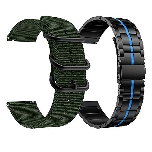 AWMES Compatible for Fossil Gen 5 Carlyle Bands, 22mm Replacement Band for Fossil Gen 5 Carlyle HR/Garrett, Gen 4 Explorist HR, Explorist Gen 3 Smart Watch (Black and Blueplus Olive Green) AWMES Compatible for Fossil Gen 5 Carlyle Bands, 22mm Replacement Band for Fossil Gen 5 Carlyle HR/Garrett, Gen 4 Explorist HR, Explorist Gen 3 Smart Watch (Black and Blueplus Olive Green)