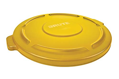 Rubbermaid Commercial Products FG265400YEL Brute Heavy-Duty Round Trash/Garbage Lid, 55-Gallon, Yellow