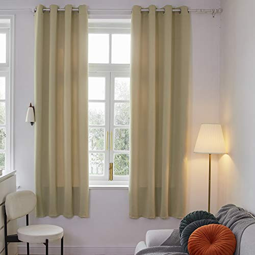 FY-Living Room Darkening Blackout Curtains for Living Room and Bedroom, Thermal Insulated Window Drapes,with Grommets,Set of 2 Panels,52 by 63-Inch,Beige FY-Living Room Darkening Blackout Curtains for Living Room and Bedroom, Thermal Insulated Window Drapes,with Grommets,Set of 2 Panels,52 by 63-Inch,Beige