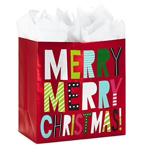 Hallmark Extra Large Christmas Gift Bag with Tissue Paper (Merry Christmas) Hallmark Extra Large Christmas Gift Bag with Tissue Paper (Merry Christmas)