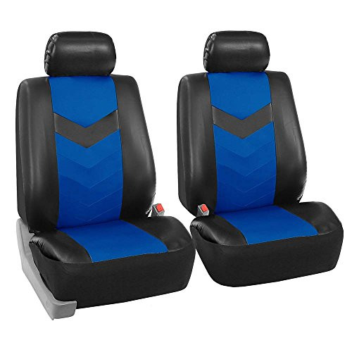 FH Group PU021102 Faux Leather Seat Cover (Blue) Front Set with Gift - Universal Fit for Cars Trucks and SUVs