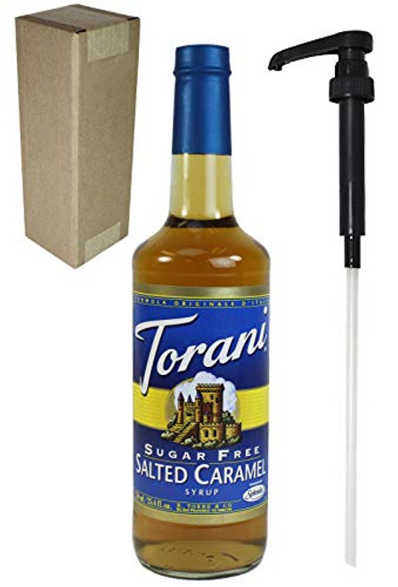 Torani Sugar Free Salted Caramel Flavoring Syrup, 750mL (25.4 Fl Oz) Glass Bottle, Individually Boxed, With Black Pump Torani Sugar Free Salted Caramel Flavoring Syrup, 750mL (25.4 Fl Oz) Glass Bottle, Individually Boxed, With Black Pump
