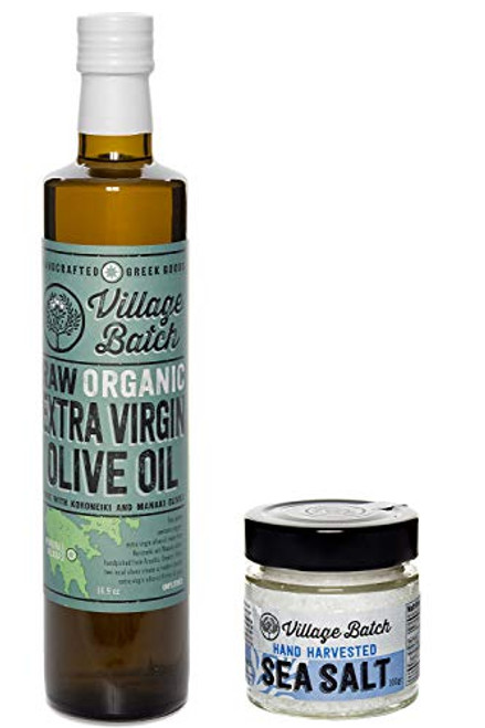 VILLAGE BATCH - Olive Oil and Sea Salt Set - Harvested Organic Course Sea Salt Flakes and KORONEIKI OLIVE OIL Greek Olive Oil ORGANIC COLD PRESSED OLIVE OIL Extra Virgin Olive Oil High In Polyphenols VILLAGE BATCH - Olive Oil and Sea Salt Set - Harvested Organic Course Sea Salt Flakes and KORONEIKI OLIVE OIL Greek Olive Oil ORGANIC COLD PRESSED OLIVE OIL Extra Virgin Olive Oil High In Polyphenols