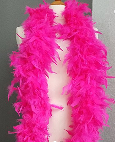 GiftExpress 6 Medium Weight Chandelle Feather Boa Hollywood Style Costume Accessory Vivid Solid Color (Hot Pink)