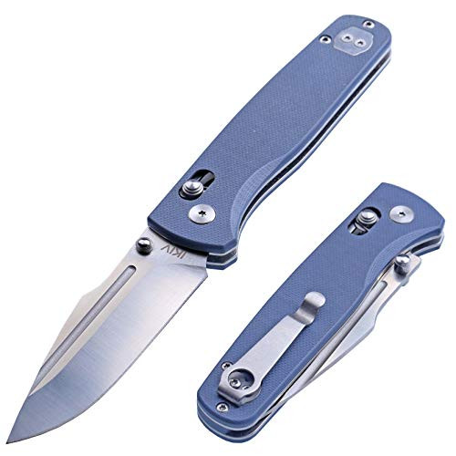 IKIV Axis Lock D2 Steel Pocket Folding Knife Blue G10 Carbon Fiber Handle Bearing