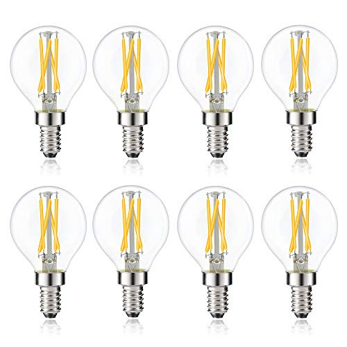 Bonlux 4W Dimmable G16.5 LED E12 Candelabra LED Light Bulb 40W Halogen Replacement, G16.5 Globe LED Edison Bulb for Chandelier,Vanity and Ceiling Fan Light Bulb, Daylight 6000K, 8-Pack