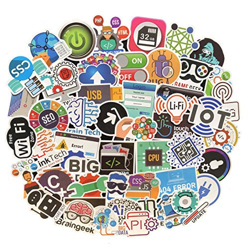 COOLCOOLDE Programming Stickers 50Pcs Variety Vinyl Car Sticker Front-end dev,Back-end Languages Stickers for Software Developers, Engineers, Hackers, Programmers, Geeks, and Coders