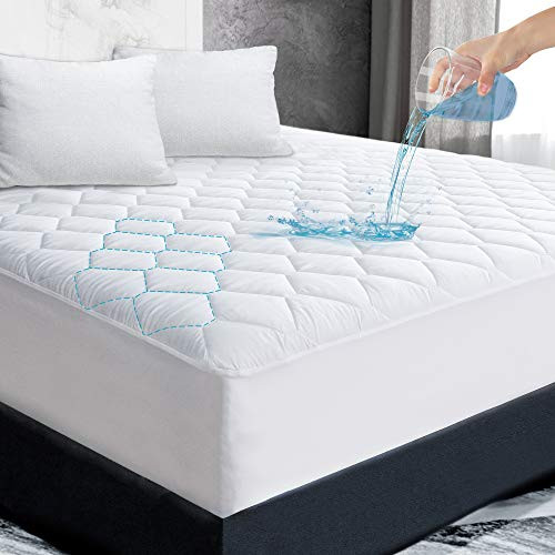 LUNSING Twin Size Quilted Fitted Waterproof Mattress Pad, Soft Cotton Mattress Protector for Twin Size Bed, Breathable Mattress Cover with Deep Pocket Stretches up to 18 Inches, White LUNSING Twin Size Quilted Fitted Waterproof Mattress Pad, Soft Cotton Mattress Protector for Twin Size Bed, Breathable Mattress Cover with Deep Pocket Stretches up to 18 Inches, White