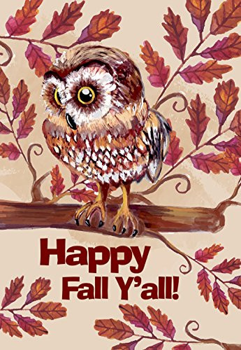 Morigins Happy Fall Y'all Cute Owl Double Sided Autumn Garden Flag,Seasonal Outdoor Flag 12 x 18