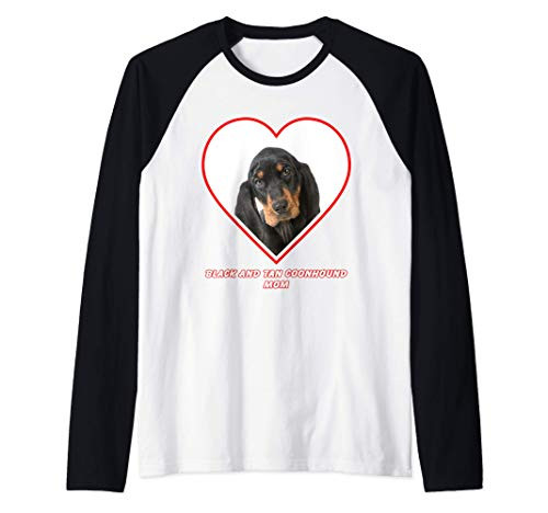 Black And Tan Coonhound Dog Mom Raglan Baseball Tee