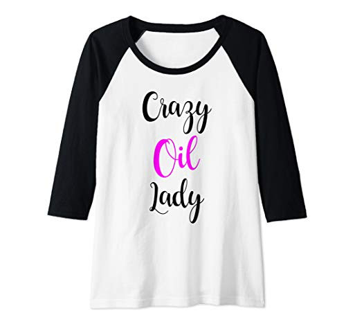 Womens Crazy Oil Lady Shirt Lavender Essential Oil Lover Raglan Baseball Tee