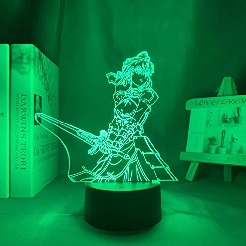 Anime 3D Light Fate Stay Night Saber for Bedroom Decor Birthday Gift Manga Fate Stay Night Led Night Light Lamp Saber