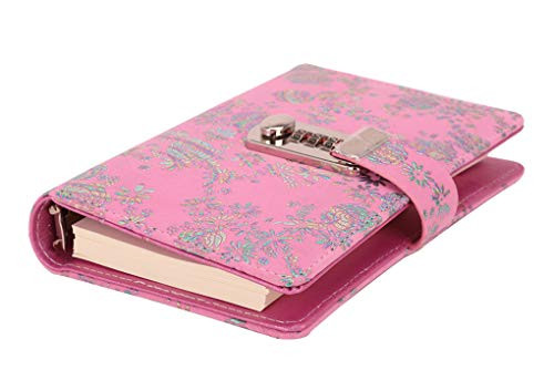 Clobeau Lockable Diary,Lockable Journal Notebook Diary Travel Book A5 Notebook with Lock Memo Secret Diary Writing Journal Sketchbook Notepad Daybook Memorybook Journal Password Notebook (Pink)