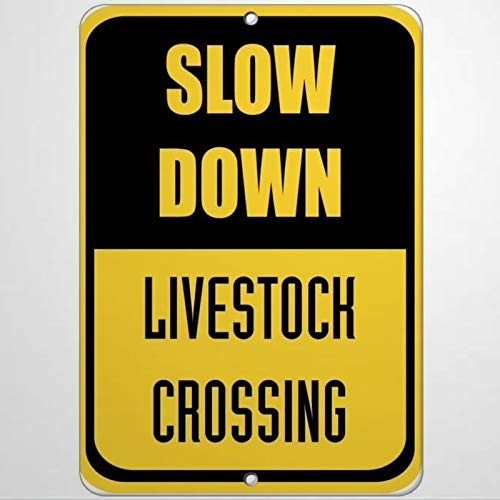 EricauBird Warning Slow Down Livestock Crossing Traffic Street Metal Sign   Aluminum Metal Sign for Race Track,Home,Road,Garage,Business,Yard,Highway.
