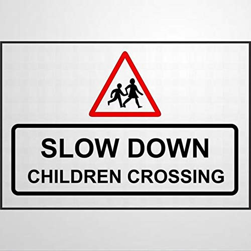 EricauBird Warning Slow Down Children Crossing Street Metal Sign   Aluminum Metal Sign for Race Track,Home,Road,Garage,Business,Yard,Highway.