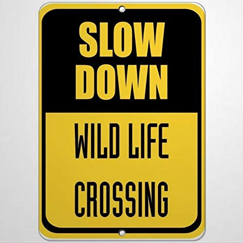 EricauBird Warning Slow Down Wild Life Crossing Traffic Street Metal Sign   Aluminum Metal Sign for Race Track,Home,Road,Garage,Business,Yard,Highway.