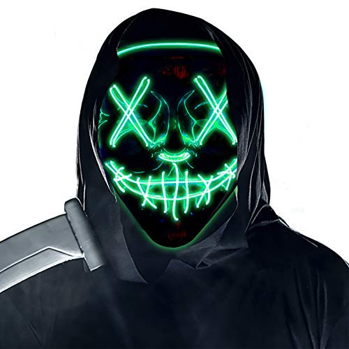 Halloween Mask LED Light up Masks Scary mask for Festival Cosplay Halloween Costume Masquerade Parties,Carnival,Green