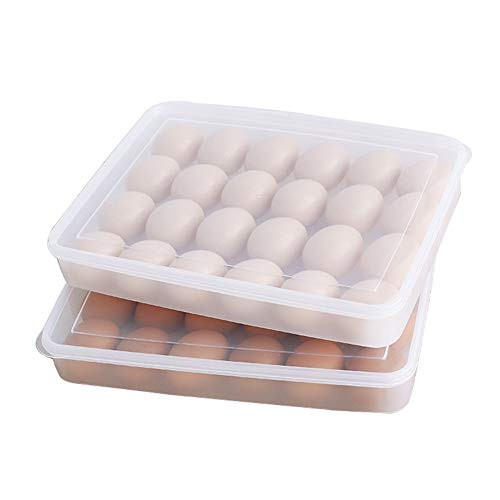 Egg Container, Refrigerator Eggs Container with Lid, Plastic Portable Stackable Large Egg Holder - Protect and Keep Egg Fresh, Egg Storage Stackable Plastic Egg Containers
