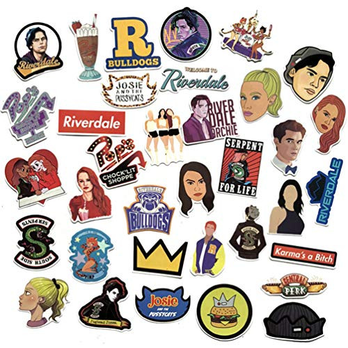 MOQIAN Riverdale Water Bottles Stickers Laptop Cartoon Computer Vinyl Sticker Waterproof Skateboard Luggage Decal Graffiti Patches Decal 35pcs Pack